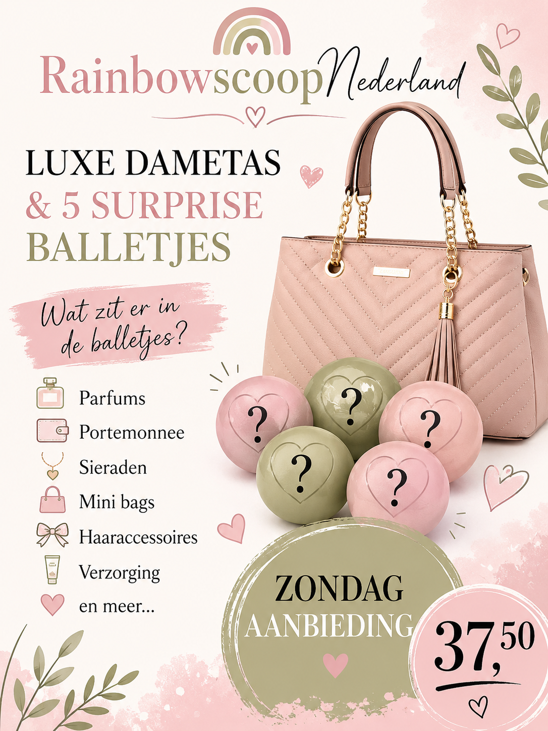 Damestas & 5 surprise balletjes