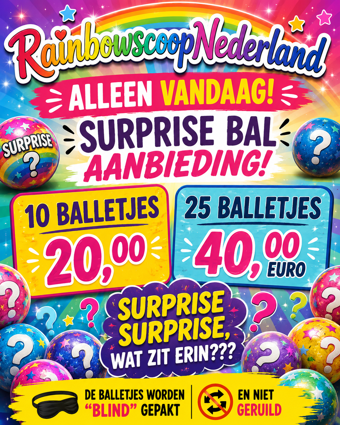 10 surprise balletjes actie